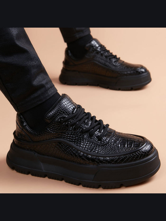 Black handcrafted genuine leather shoes - color image