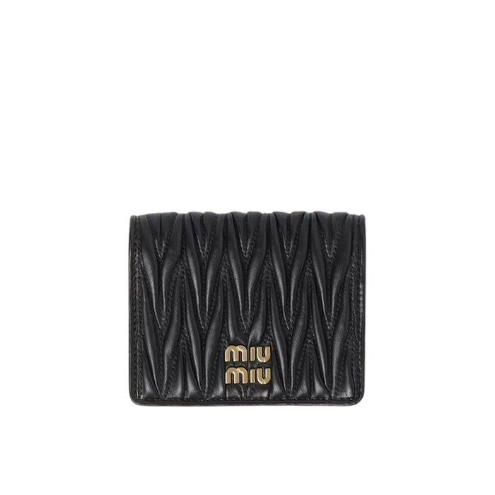 Small matelassé nappa leather wallet