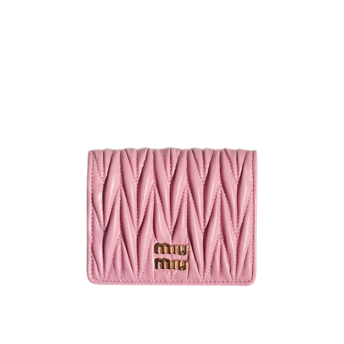 Small matelassé nappa leather wallet