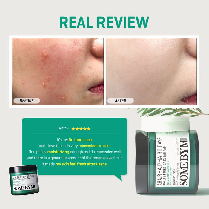SOME BY MI Aha Bha Pha 30 Days Miracle Truecica Clear Pad باد التقشير للبشرة وعلاج الحبوب من سمباي مي