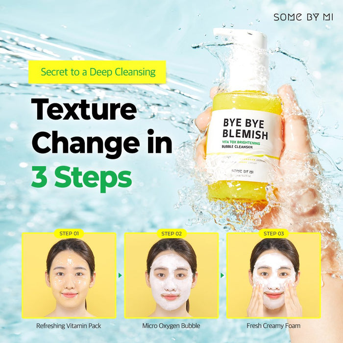 SOME BY MI BYE BYE Blemish Vita Tox Brightening Bubble Cleanser غسول الفقاعات باليوجا