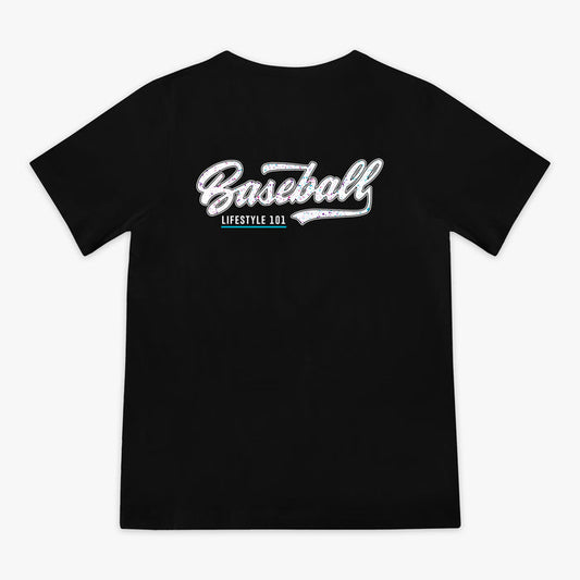 Black and white Splatter Established youth graphic tee — back view