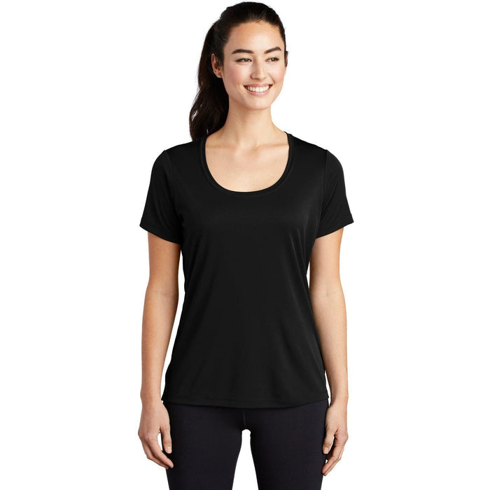 Sport-Tek Ladies Posi-Uv Pro Scoop Neck Tee-Active-Sport-Tek-Black-S-Thread Logic