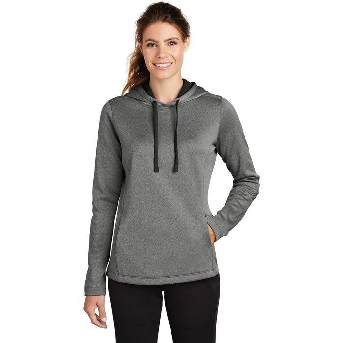 Sport-Tek Ladies Posicharge Sport-Wick Heather Fleece Hooded Pullover-Regular-Sport-Tek-Black Heather-S-Thread Logic