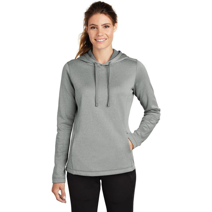 Sport-Tek Ladies Posicharge Sport-Wick Heather Fleece Hooded Pullover-Regular-Sport-Tek-Dark Silver Heather-S-Thread Logic