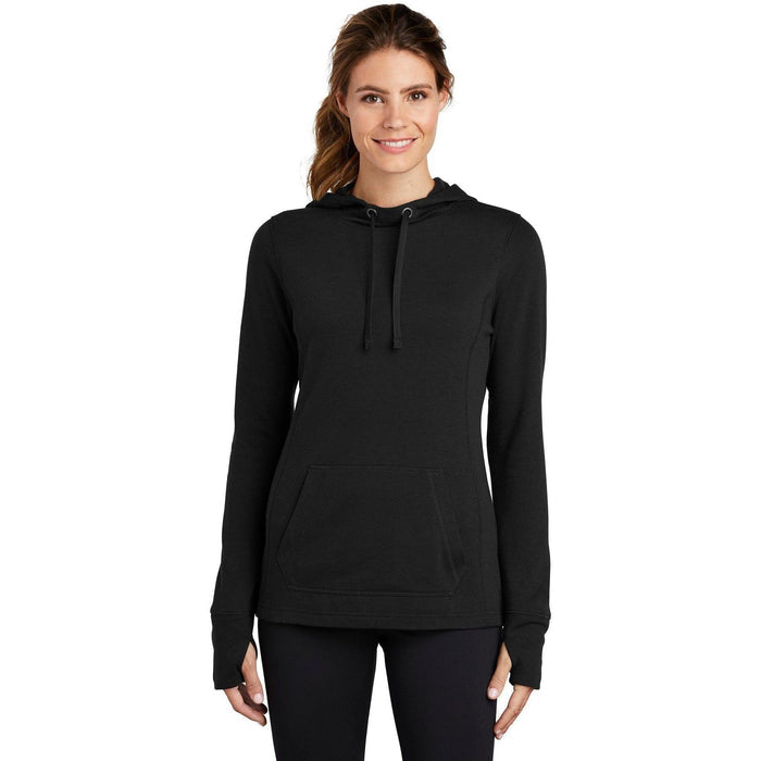 Sport-Tek Ladies Posicharge Tri-Blend Wicking Fleece Hooded Pullover-Regular-Sport-Tek-Black Triad Solid-S-Thread Logic