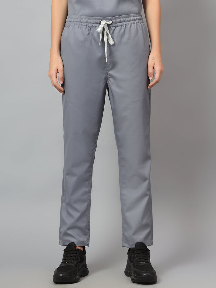 Stretchable (2Way) Women Graphite V-Neck With Straight Pant Scrub Set