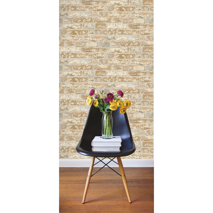 Stuccoed Brown Brick Peel And Stick Wallpaper - EonShoppee