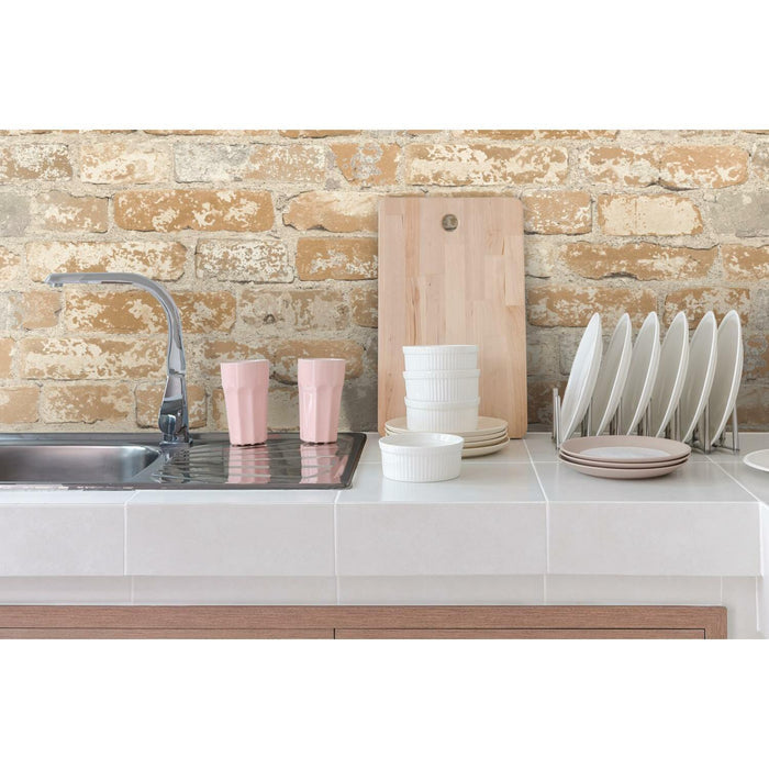 Stuccoed Brown Brick Peel And Stick Wallpaper - EonShoppee