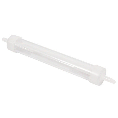 A clear, cylindrical water trap designed for collecting excess condensation in oxygen therapy equipment.