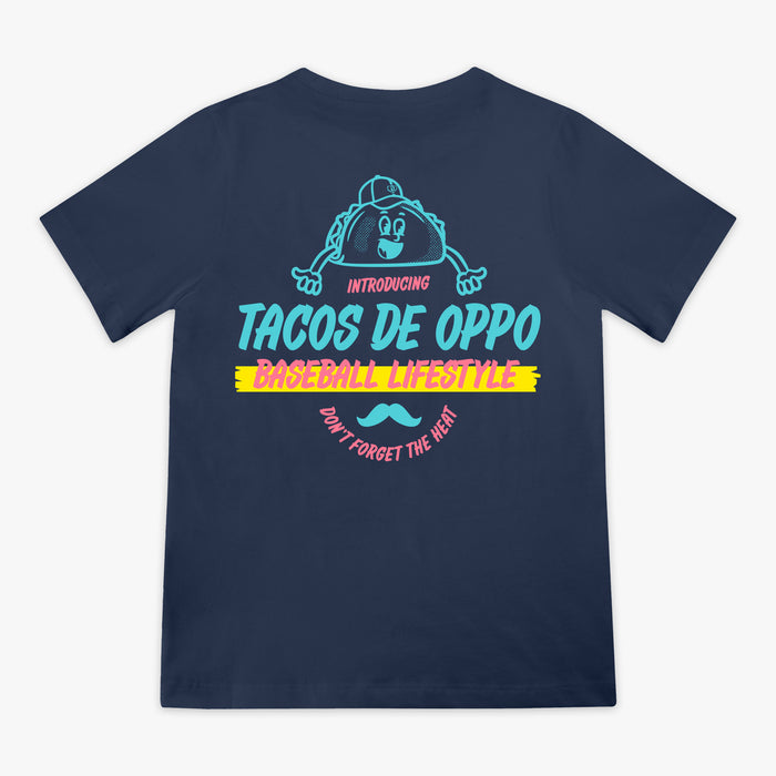 Navy Taco youth graphic tee — back view