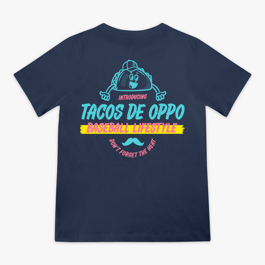 Navy Taco youth graphic tee — back view