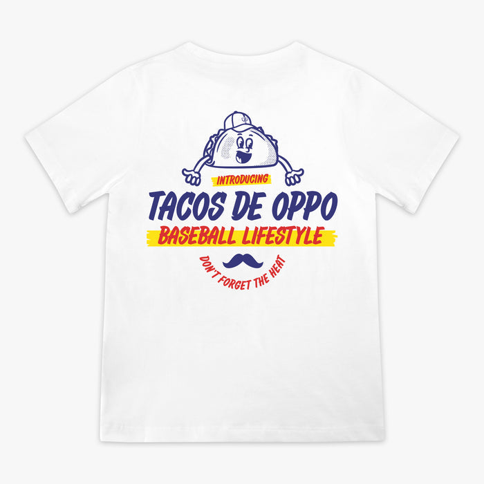 White Taco youth graphic tee — back view
