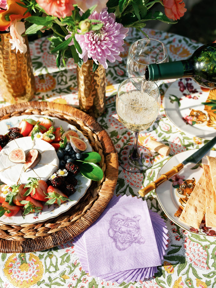 Set of Alexa Pulitzer Tiger Cocktail Napkins with bold tiger print design, perfect for stylish parties and gatherings.