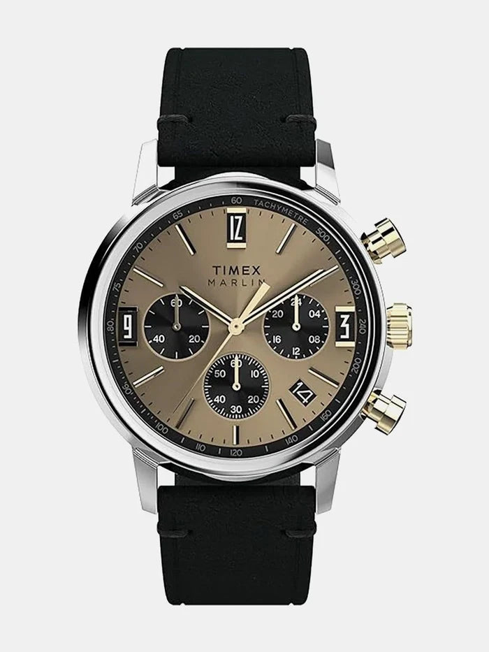 Timex Dial & Leather Strap Analogue Chronograph Watch - TWEG26709