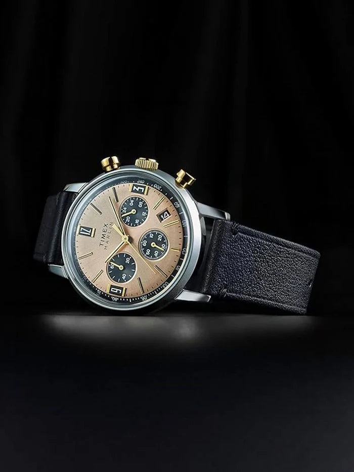Timex Dial & Leather Strap Analogue Chronograph Watch - TWEG26709