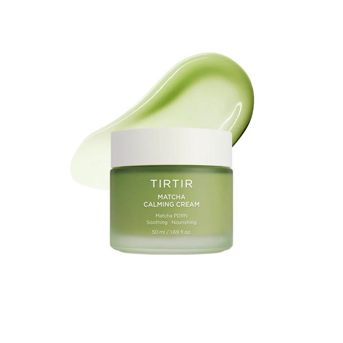 TIRTIR Matcha Calming Cream is a soothing, pudding-textured moisturizer designed to calm sensitive and stressed skin while providing long-lasting hydration. Formulated with Matcha (Camellia Sinensis) Extract, Matcha-PDRN (10,000 ppm), Centella Asiatica, Panthenol, and Beta-Glucan, it helps reduce redness and support the skin barrier. Enriched with Ceramides, Cholesterol, Vegan Collagen, and Peptides, the lightweight yet cushioning formula improves firmness and elasticity while keeping skin smoot