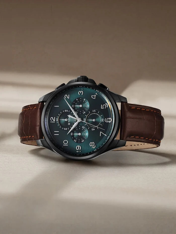Titan Classic Chronograph Analog With Teal Green Dial Watch - NT90169NL01