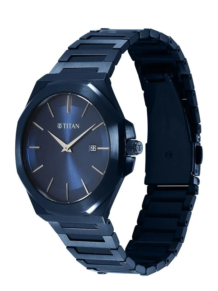 Titan Classic Slim Quartz Analog With Blue Dial Watch - NT90167QM01