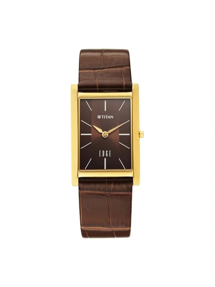 Titan Edge Round Brown Dial Analog Watch - 1043YL10