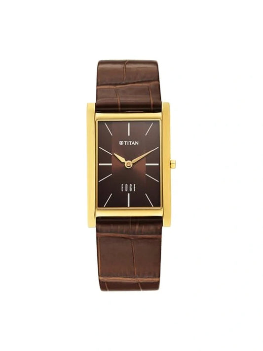 Titan Edge Round Brown Dial Analog Watch - 1043YL10