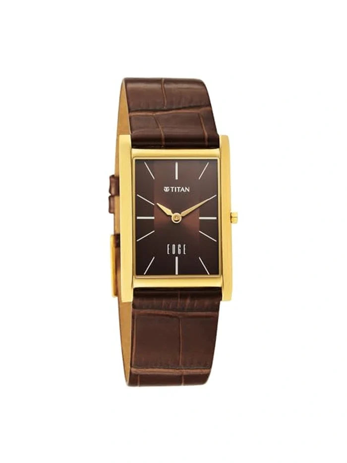 Titan Edge Round Brown Dial Analog Watch - 1043YL10