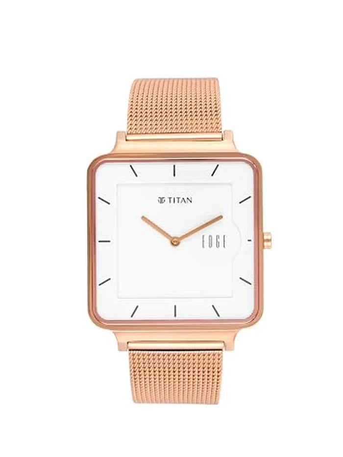 Titan Edge Round White Dial Analog Watch - NT10017WM01
