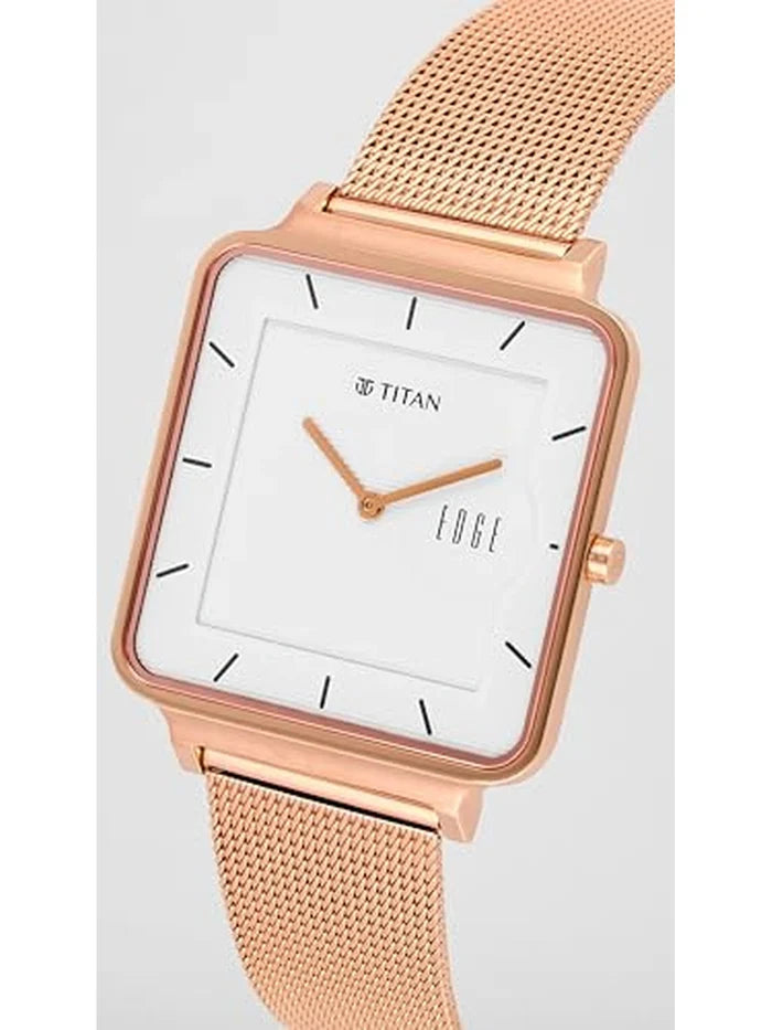 Titan Edge Round White Dial Analog Watch - NT10017WM01