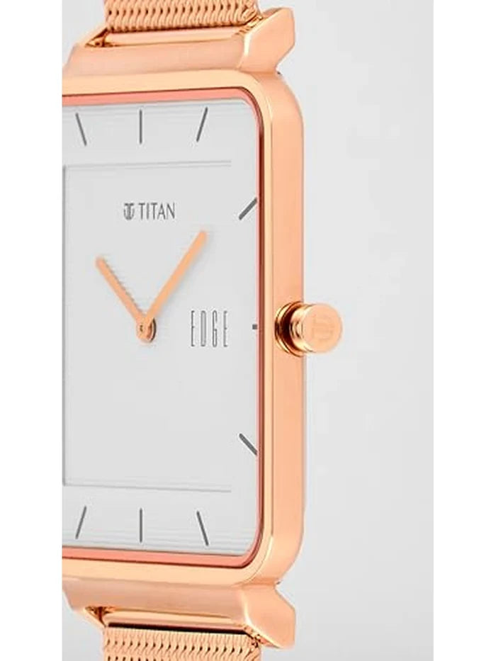 Titan Edge Round White Dial Analog Watch - NT10017WM01