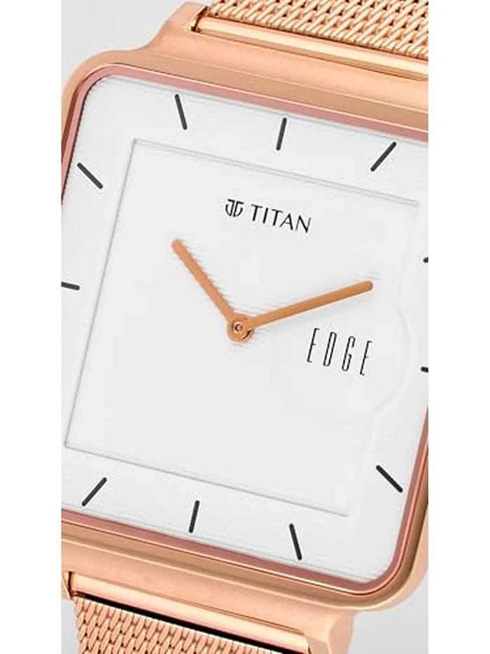 Titan Edge Round White Dial Analog Watch - NT10017WM01