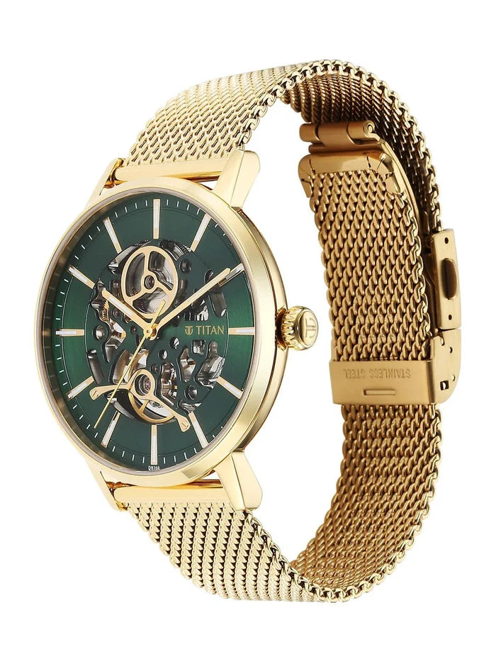Titan Mechanical Slimline Automatic With Green Dial Watch - NT90159YM01