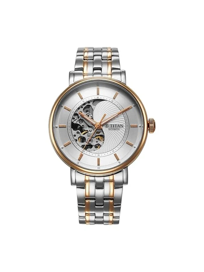 Titan Round White Dial Analog Watch - 90222KM01