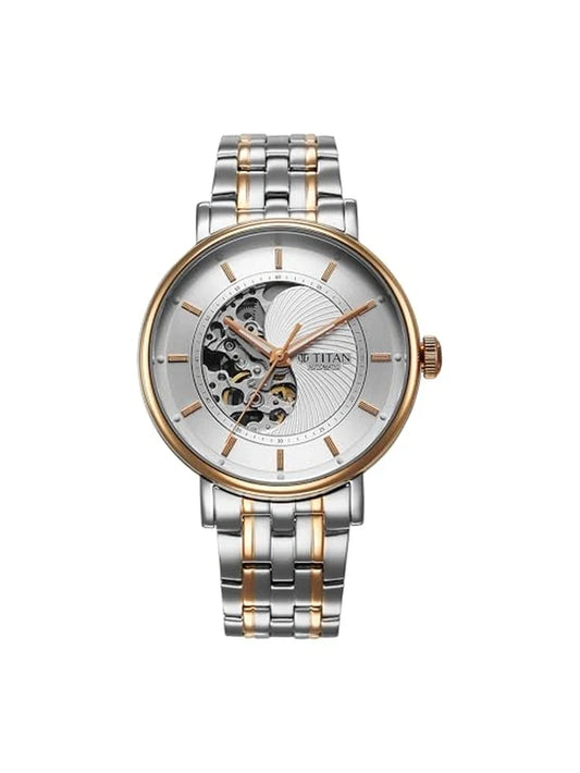 Titan Round White Dial Analog Watch - 90222KM01