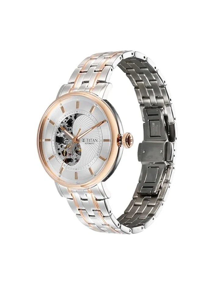 Titan Round White Dial Analog Watch - 90222KM01