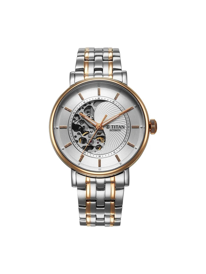 Titan Round White Dial Analog Watch - 90222KM01