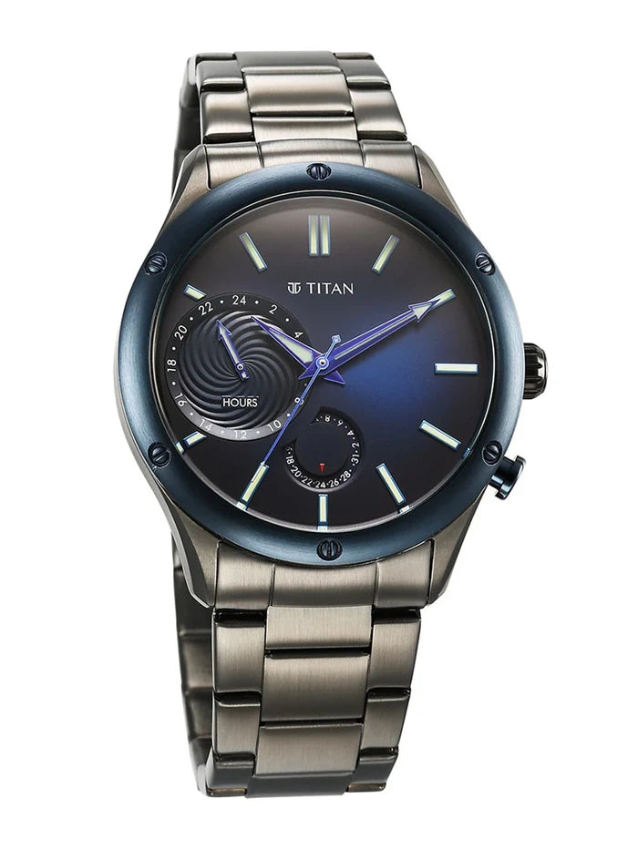 Titan Stellar Multifunction Analog With Blue Dial Watch - NT10009KM01