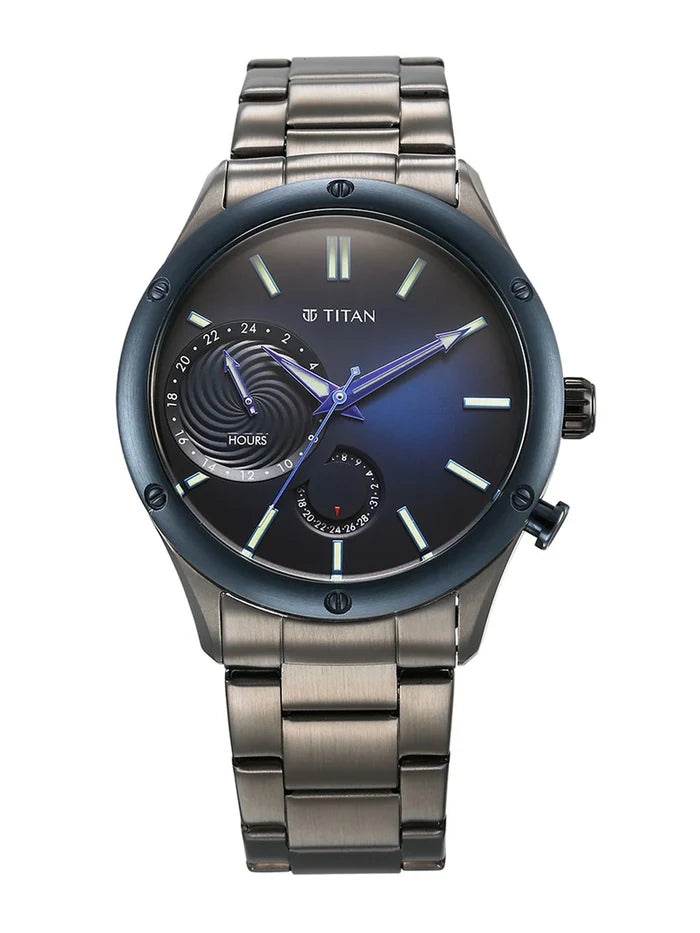 Titan Stellar Multifunction Analog With Blue Dial Watch - NT10009KM01