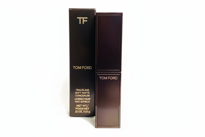 Tom Ford Traceless Soft Matte Concealer in brown rectangular tube and matching box
