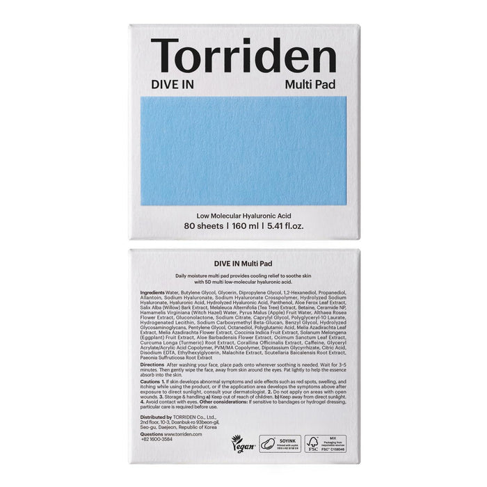 Torriden DIVE-IN Low Molecular Hyaluronic Acid Multi Pad 80 pads
