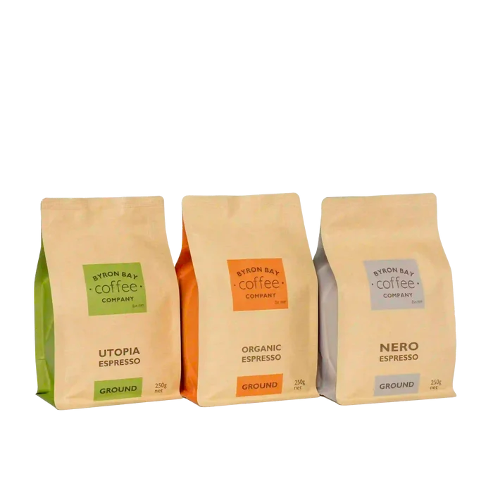 Triple Espresso Pack - Byron Bay Coffee Company Utopia, Nero, and Organic blends.