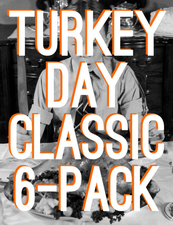 Turkey Day Classic 6-pack label graphic with bold orange text on dark background