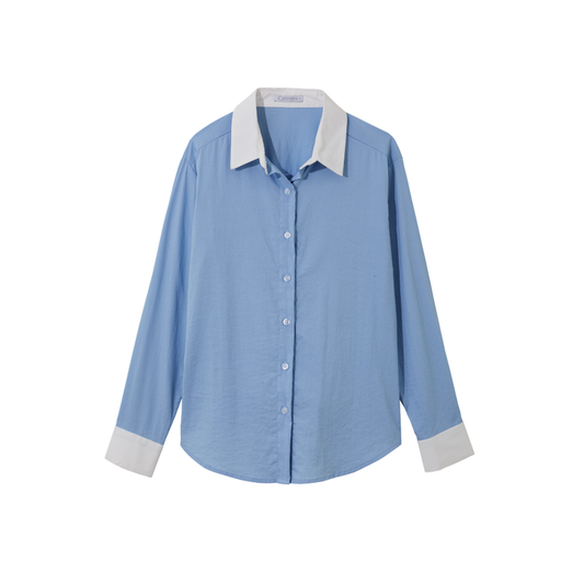 Two Tone Button Shirt (Blue)