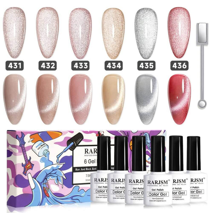 Velvet French Cat Eye Gel Polish TPO HEMA Free 6 Colors Set 7.5ml