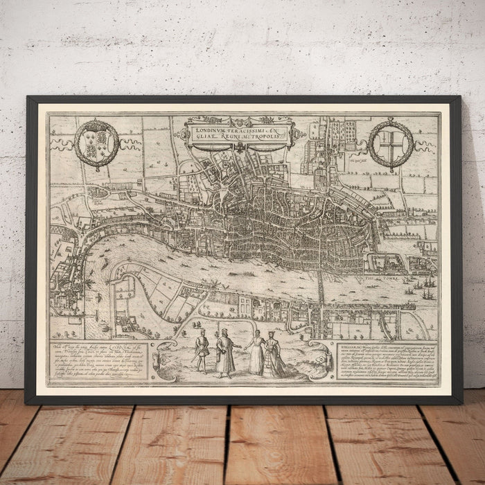 Very Old Map of London, 1572 by Georg Braun - City of London, Westminster, Southwark