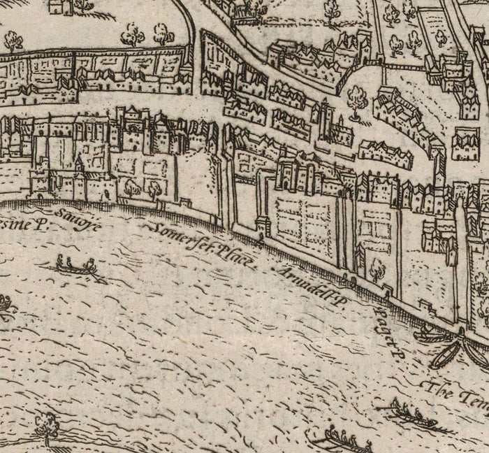 Very Old Map of London, 1572 by Georg Braun - City of London, Westminster, Southwark