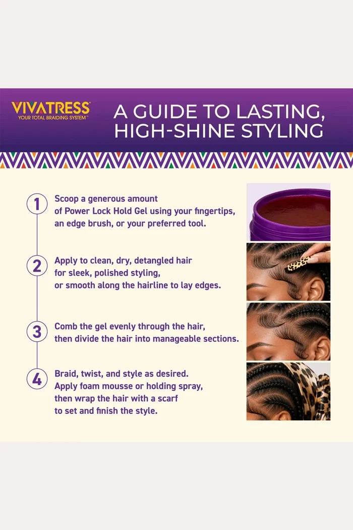VIVATRESS POWER LOCK HOLD BRAIDING GEL - LEVEL 10+ HOLD 5oz VIVATRESS
