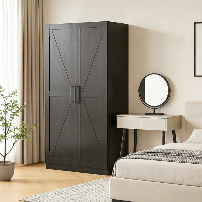 Wardrobe With 2 Barn Doors and Black Wardrobe