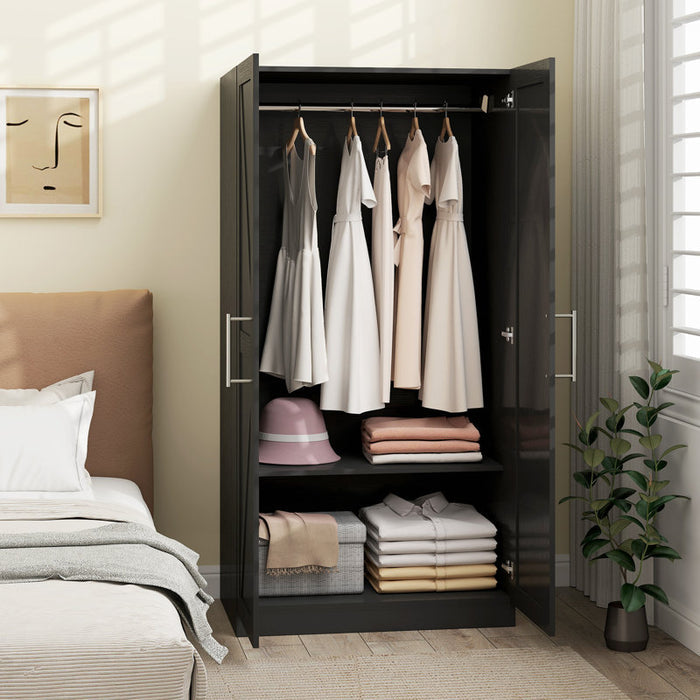 Wardrobe With 2 Barn Doors and Black Wardrobe