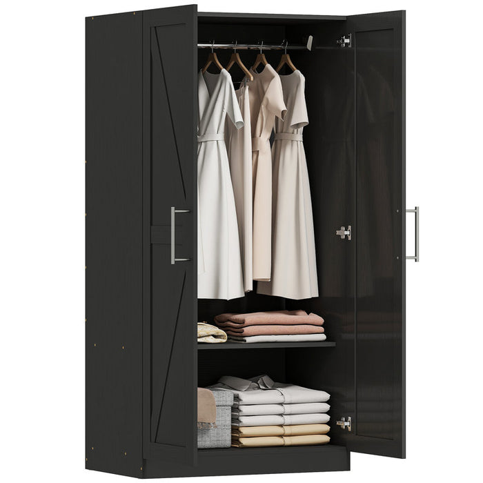 Wardrobe With 2 Barn Doors and Black Wardrobe