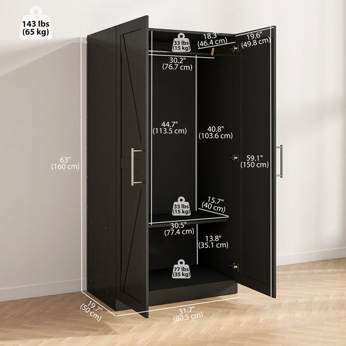 Wardrobe With 2 Barn Doors and Black Wardrobe